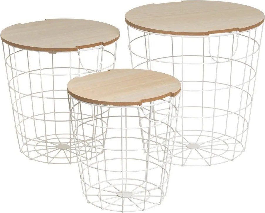 Kerek tárolóasztal szett 3 db-os 39x39 cm – Casa Selección