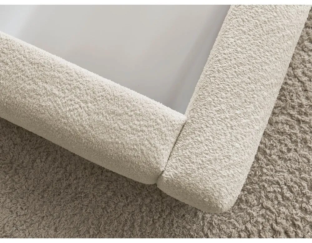 Bézs kárpitozott ágyneműtartós franciaágy ágyráccsal 140x190 cm Orlane – Bobochic Paris