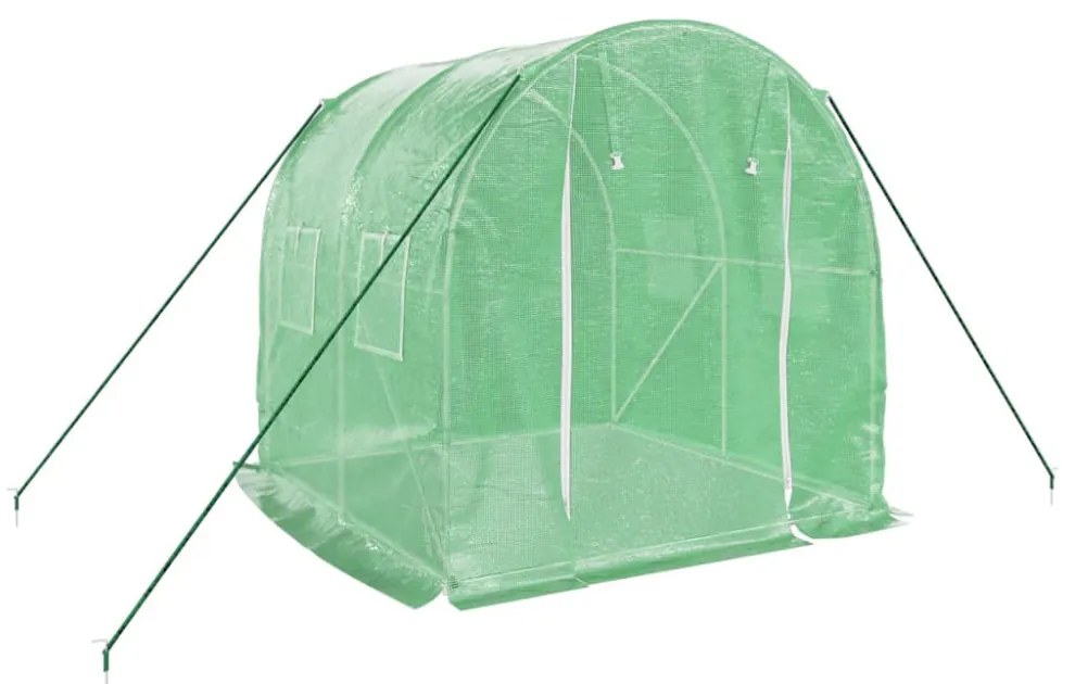 zöld acélvázas melegház 4 m² 2 x 2 x 2 m