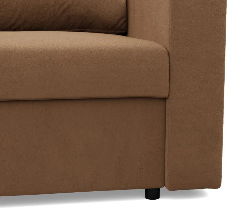 Zeus sarokkanapé, 2 ágyneműtartóval, egyenes kartámasz, szövet anyag, univerzális oldal, bonell töltet, barna