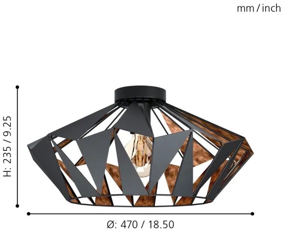 Eglo 43399 - Mennyezeti lámpa CARLTON 6 1xE27/60W/230V