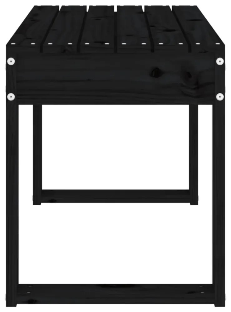 fekete tömör fenyőfa kerti pad 80x38x45 cm