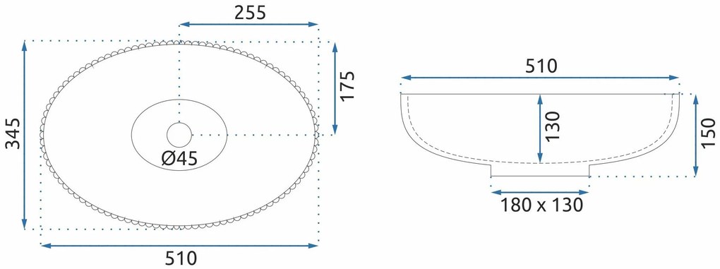 Rea Nicole, üveg asztali mosdó 510x345x150 mm, átlátszó, REA-U4701