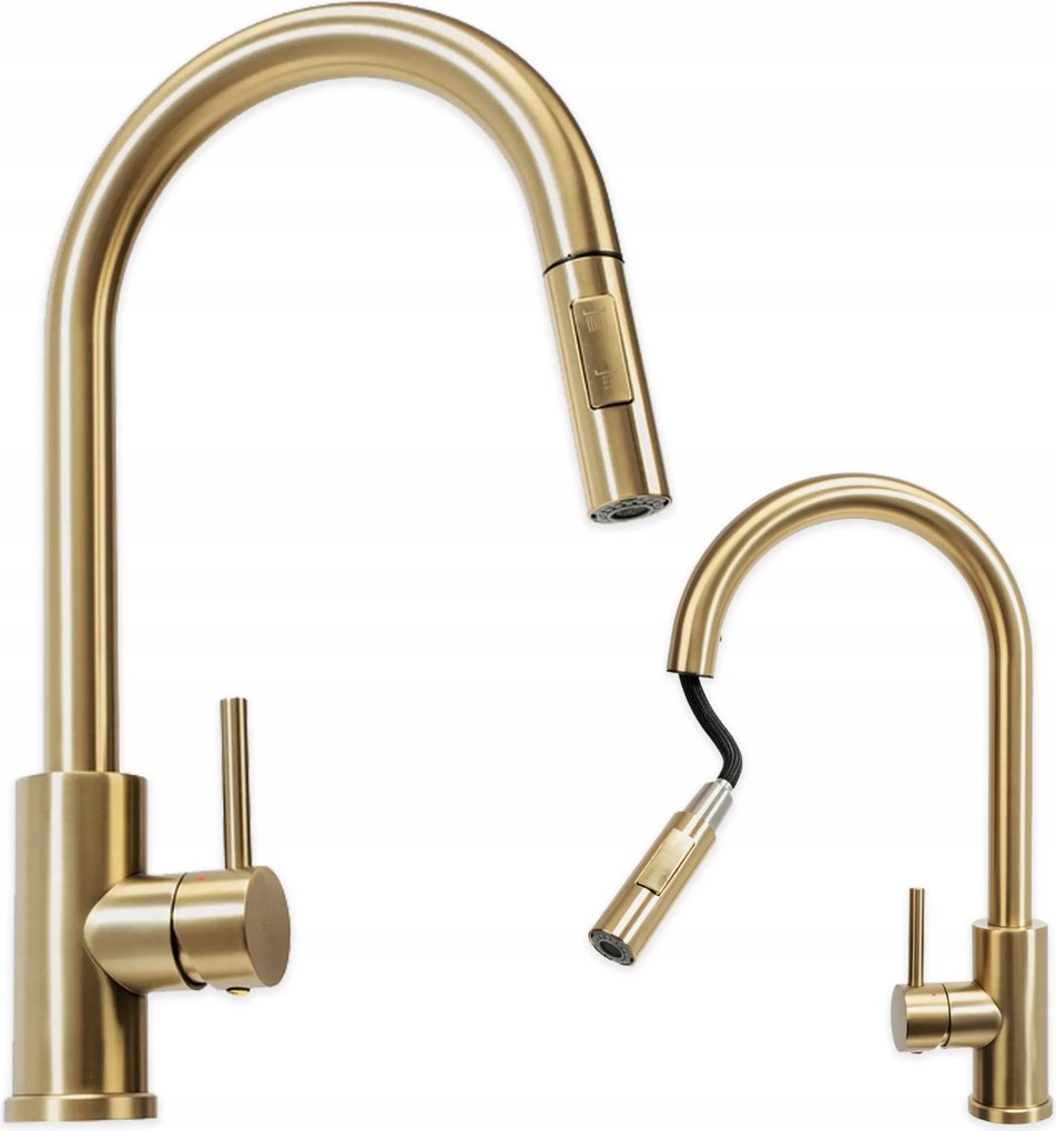 Konyhai Csaptelep Kihúzható Kifolyócsővel Mosogató Csaptelep Tepe Arany