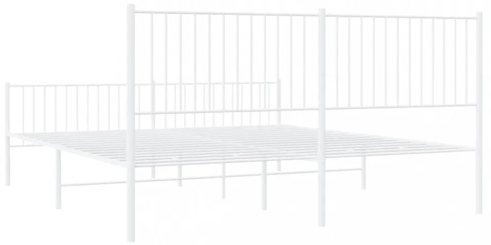 fehér fém ágykeret fej- és lábtámlával 200x200 cm