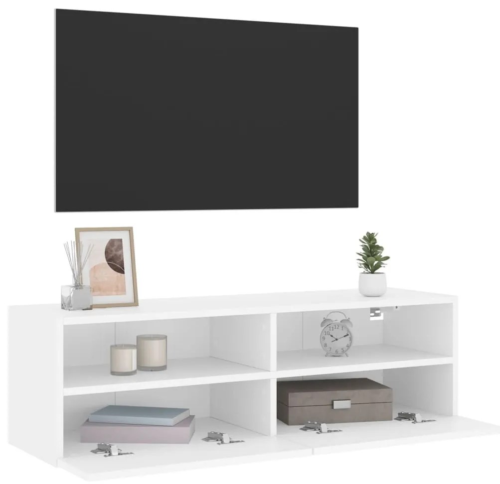 fehér szerelt fa fali TV-szekrény 100 x 30 x 30 cm