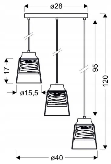 Csillár zsinóron FRESNO 3xE27/60W/230V