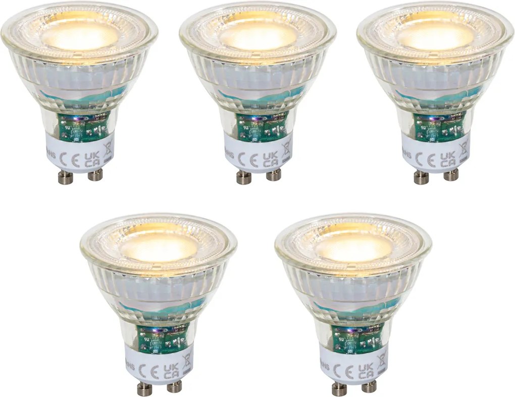 5 darabos GU10 50 mm-es dimmelhető LED izzókészlet átlátszó 2,5 W 450 lm 2700K