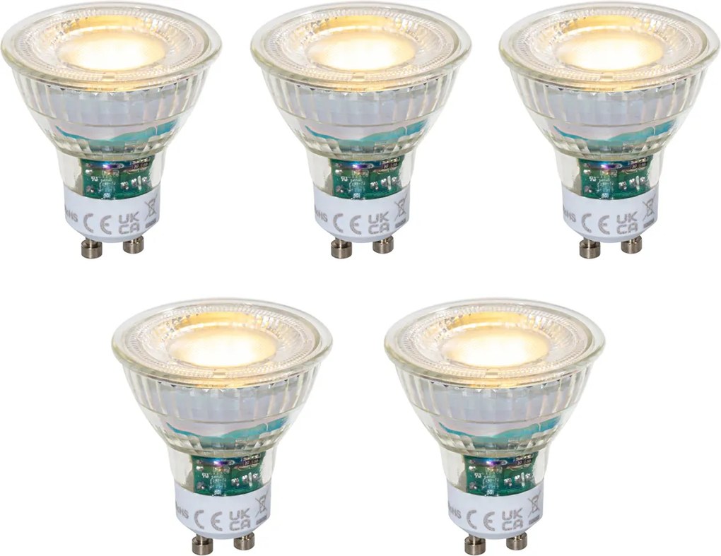 5 darabos GU10 50 mm-es szabályozható átlátszó LED izzó készlet 2,5W 450 lm 2700K