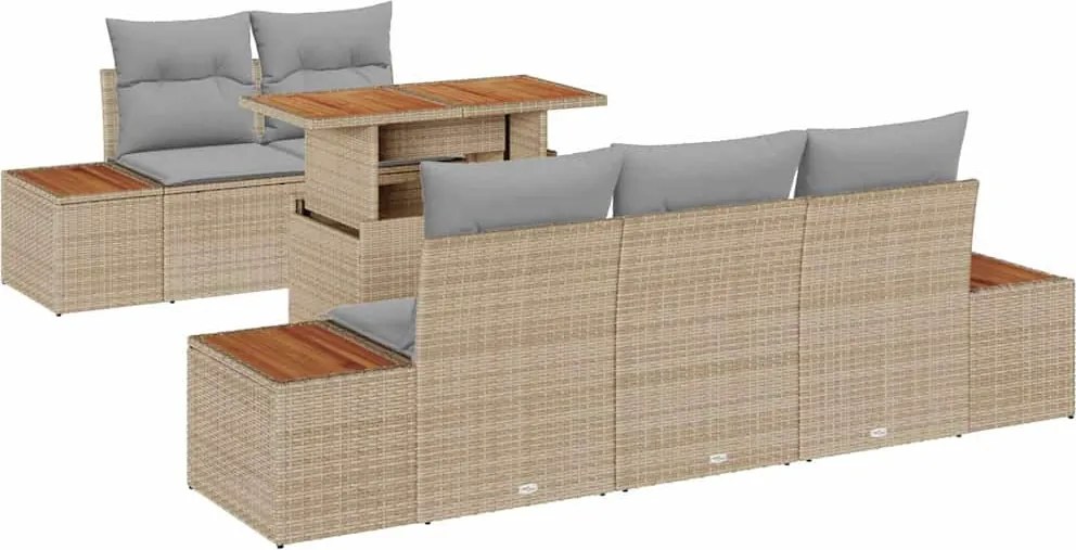 vidaXL Kert étkező szett párnával 6 pcs Barna és szürke