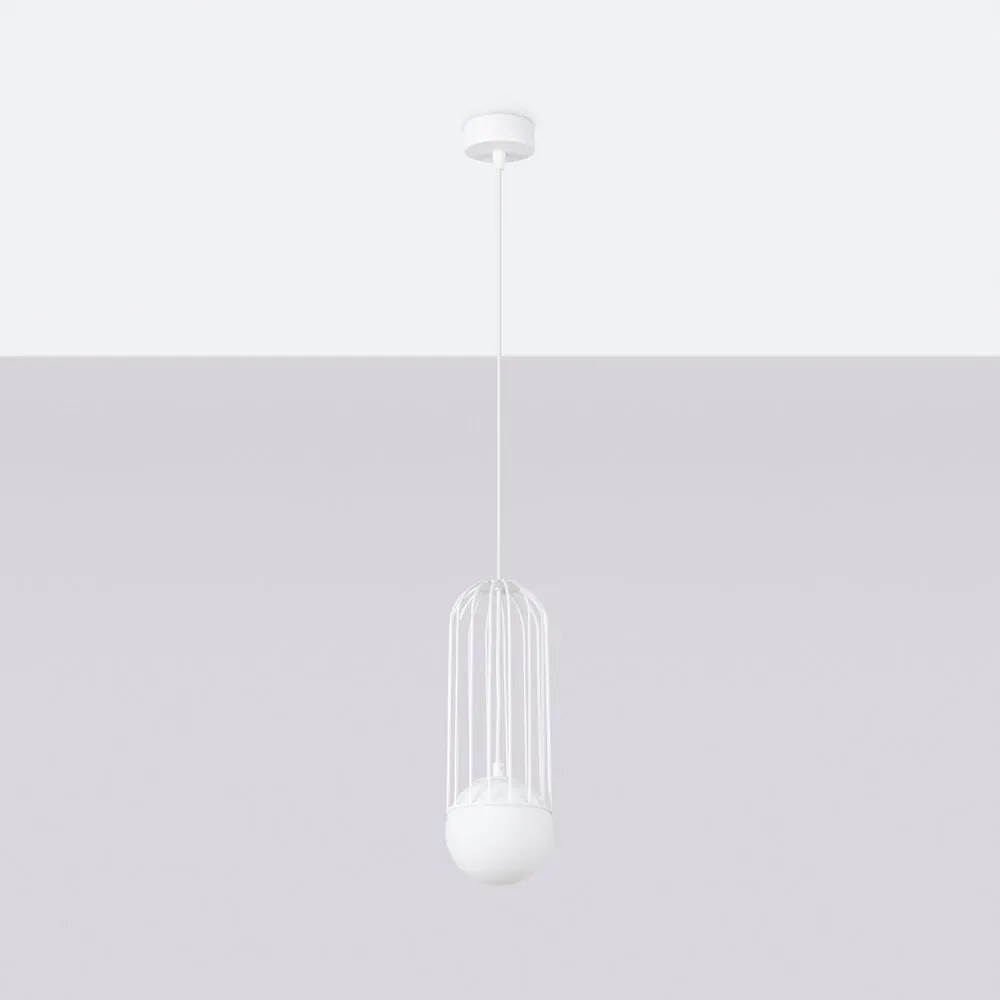 Fehér függőlámpa üveg búrával Belinda – Sollux