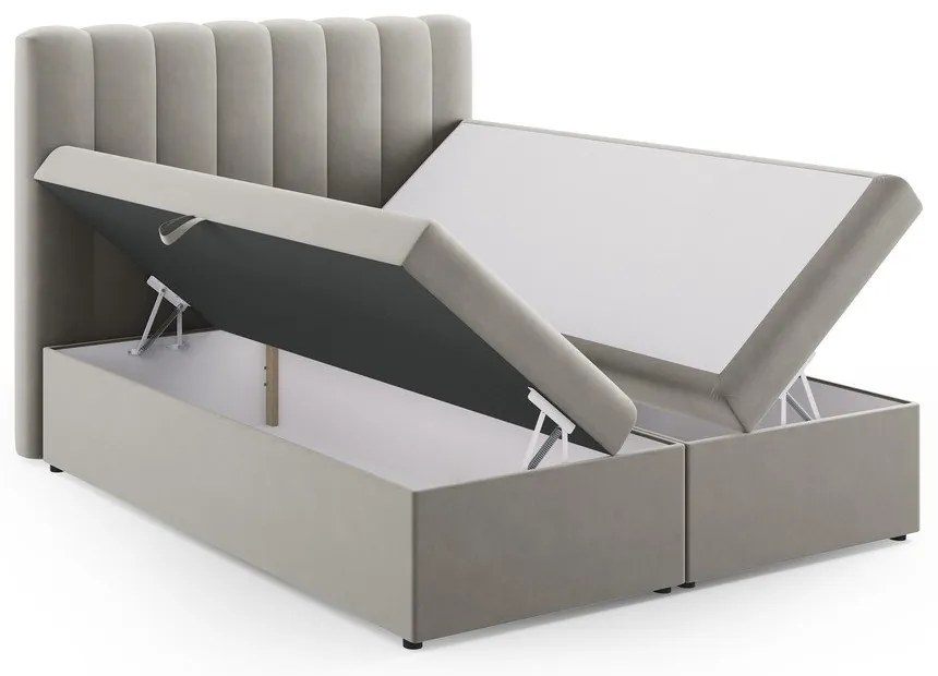 Szürke boxspring ágy tárolóhellyel 160x200 cm Gina – Milo Casa