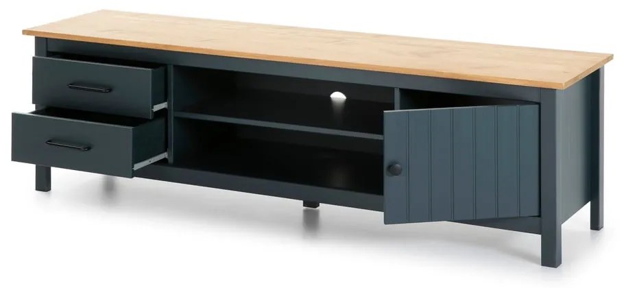 Sötétkék borovi fenyő TV-állvány 158x47 cm Miranda – Marckeric