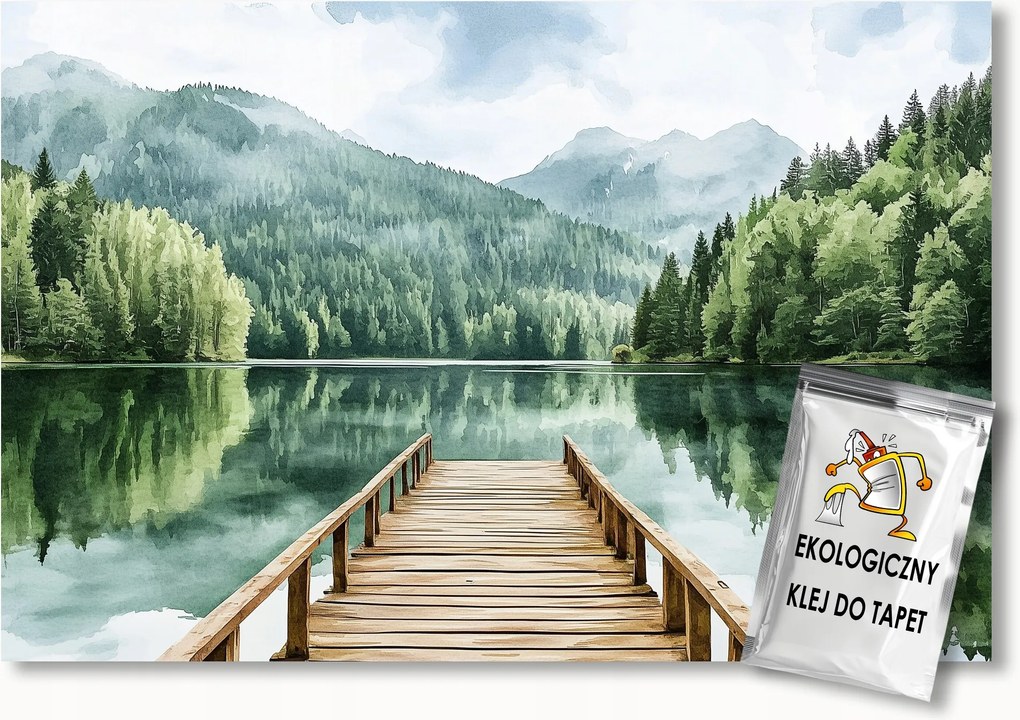 Fotótapéta Flizelina Tájkép Hegyek Erdő Tó Móló Híd 400x280 ragasztó