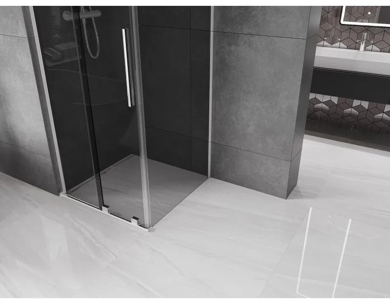 Mexen Velar L, zuhanykabin tolóajtóval 90 x 90 cm, 8mm szürke üveg, króm, 871-090-090-43-01
