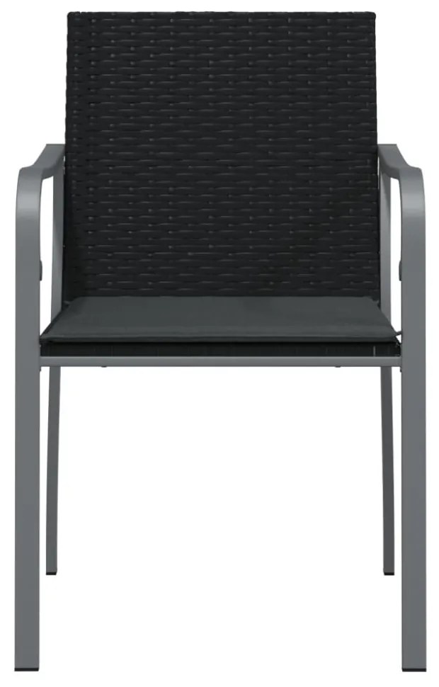 6 db fekete polyrattan kerti szék párnával 56x59x84 cm