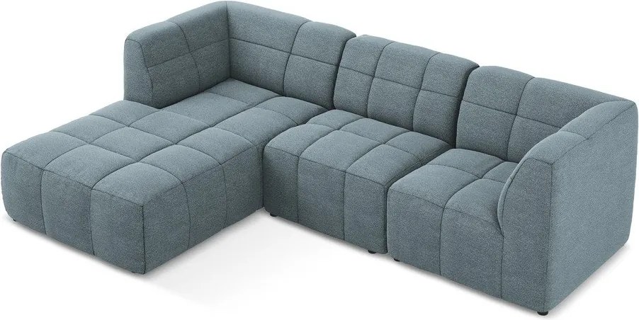 Kék buklé sarokkanapé (bal oldali-heverő résszel) Aloha – Makamii