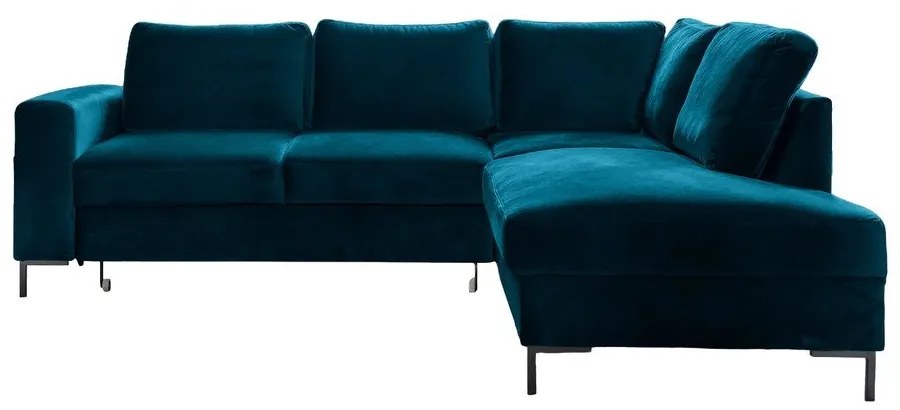 Türkiz bársony kinyitható sarokkanapé (jobb oldali) Lofty Lilly – Miuform