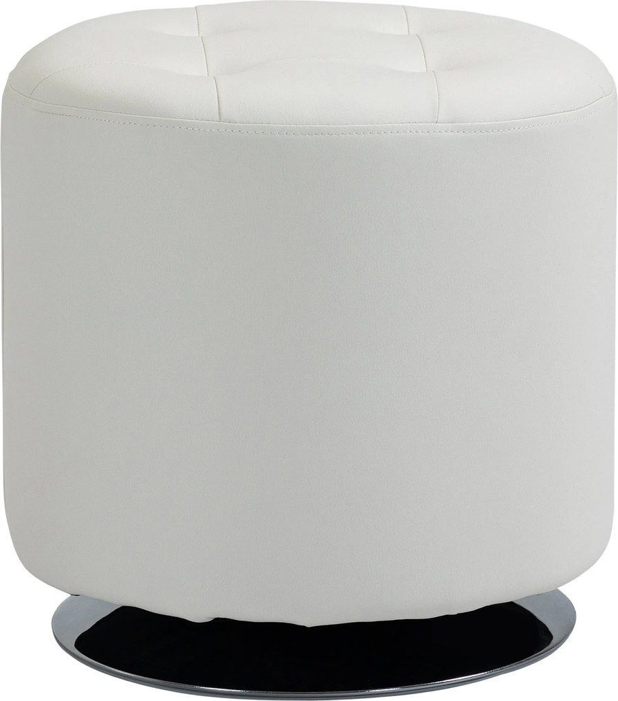 HOMCOM 360° forgatható kerek puff — PU kárpitozás, krómozott acéltalppal, Ø 45,5 x H 44,5 cm, fehér | Aosom