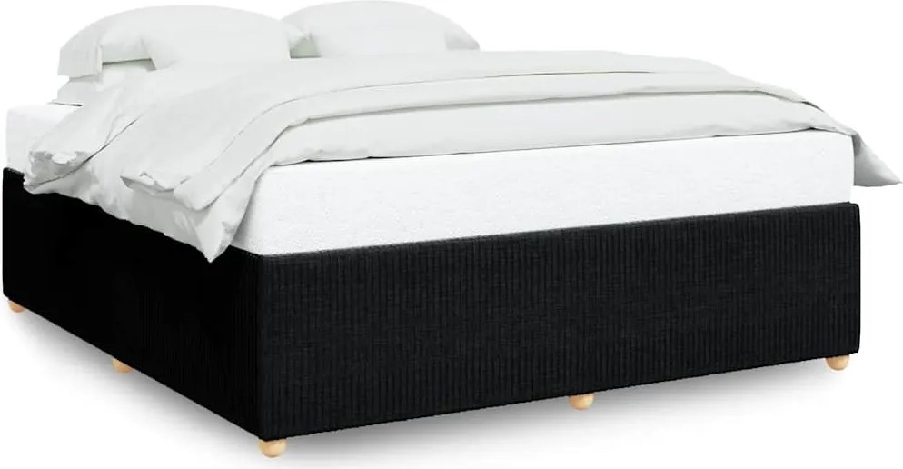 vidaXL fekete szövet ágykeret matrac nélkül 200 x 200 cm