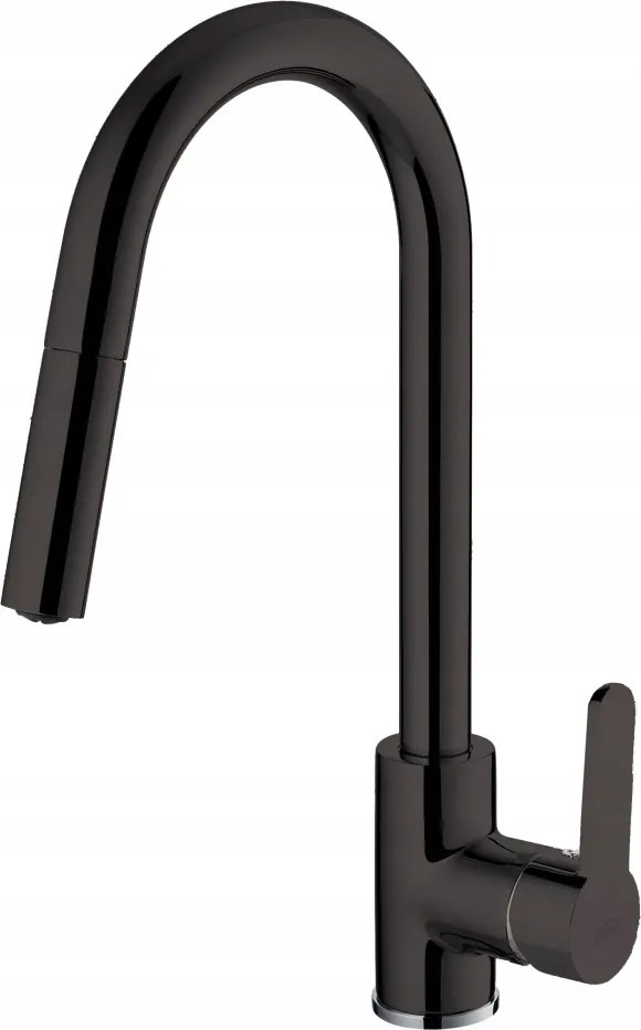 Invena Konyhai Csaptelep Kihúzható Kifolyócsővel, Fekete