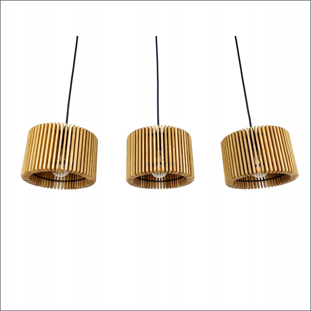 Modern függőlámpa tölgy lamellás lámpa szett hármas kerek LO3X2