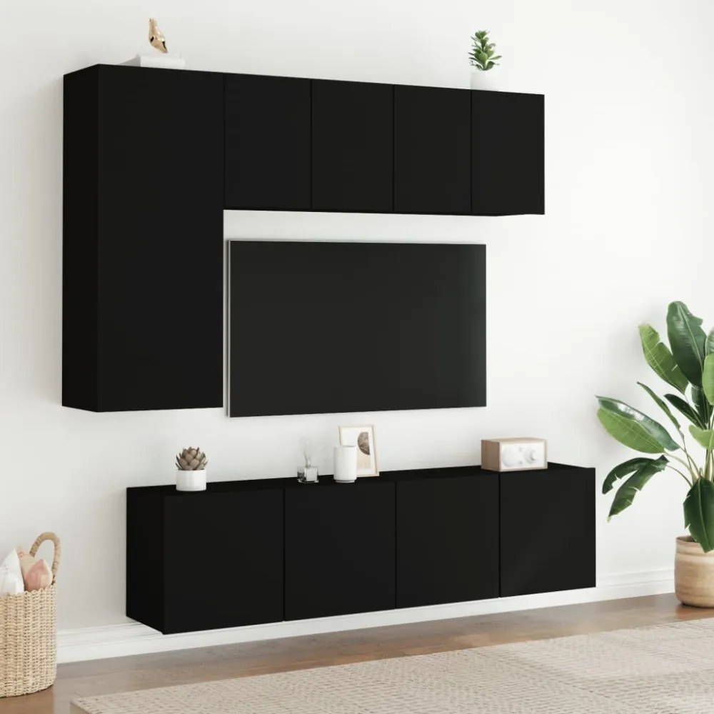 2 db fekete falra szerelhető TV-szekrény 60 x 30 x 41 cm