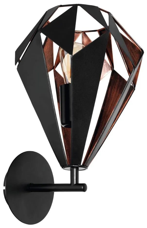 Eglo 62835 - Fali lámpa CARLTON PRO 1xE27/60W/230V fekete