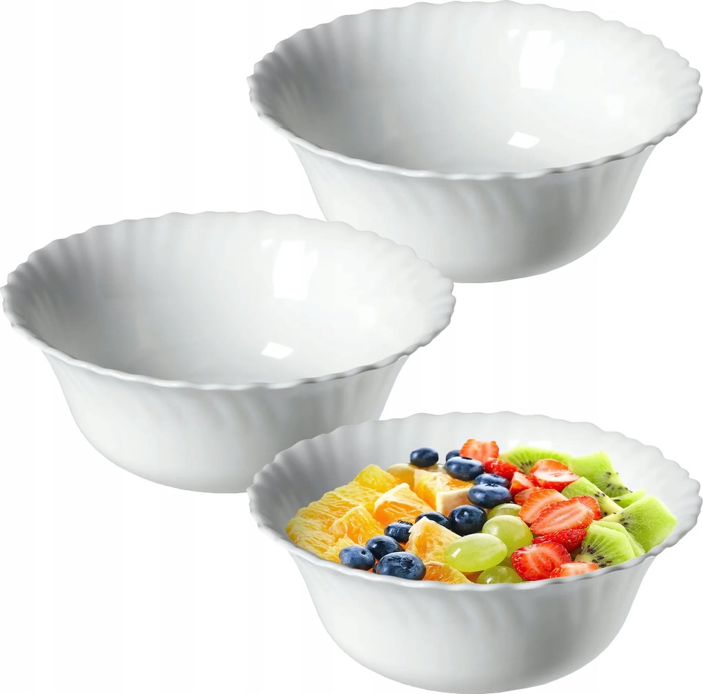 Üveg Salátatál Fehér 17,5 cm 3x