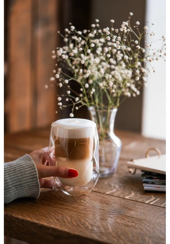 Geo 2 db-os duplafalú lattés pohár készlet, 350 ml - Vialli Design