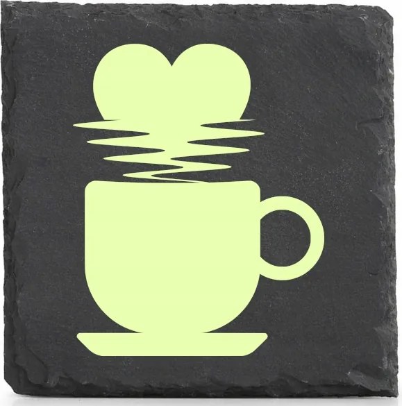 Kő alátét x4 nyomott mintával a konyhába Kávéscsésze szívvel