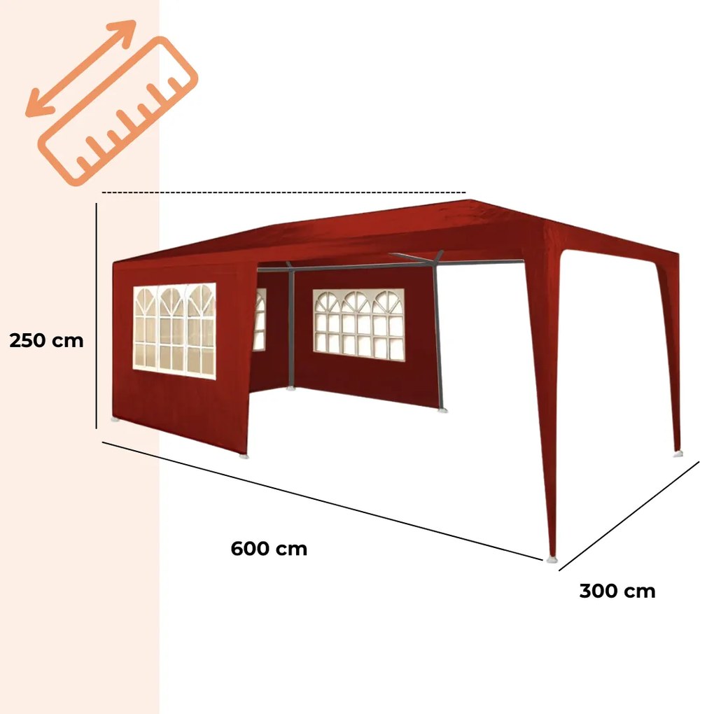 NEAPOL rendezvénysátor, 3x6m, piros Jurhan