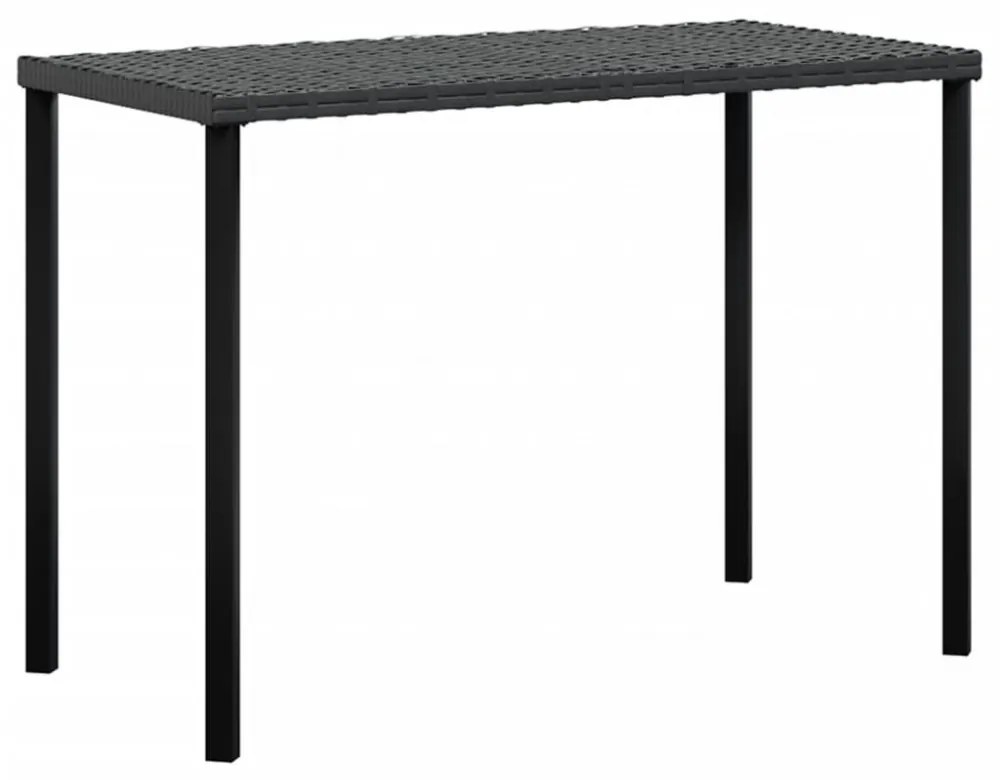 5 személyes fekete polyrattan L-alakú kanapészett párnákkal