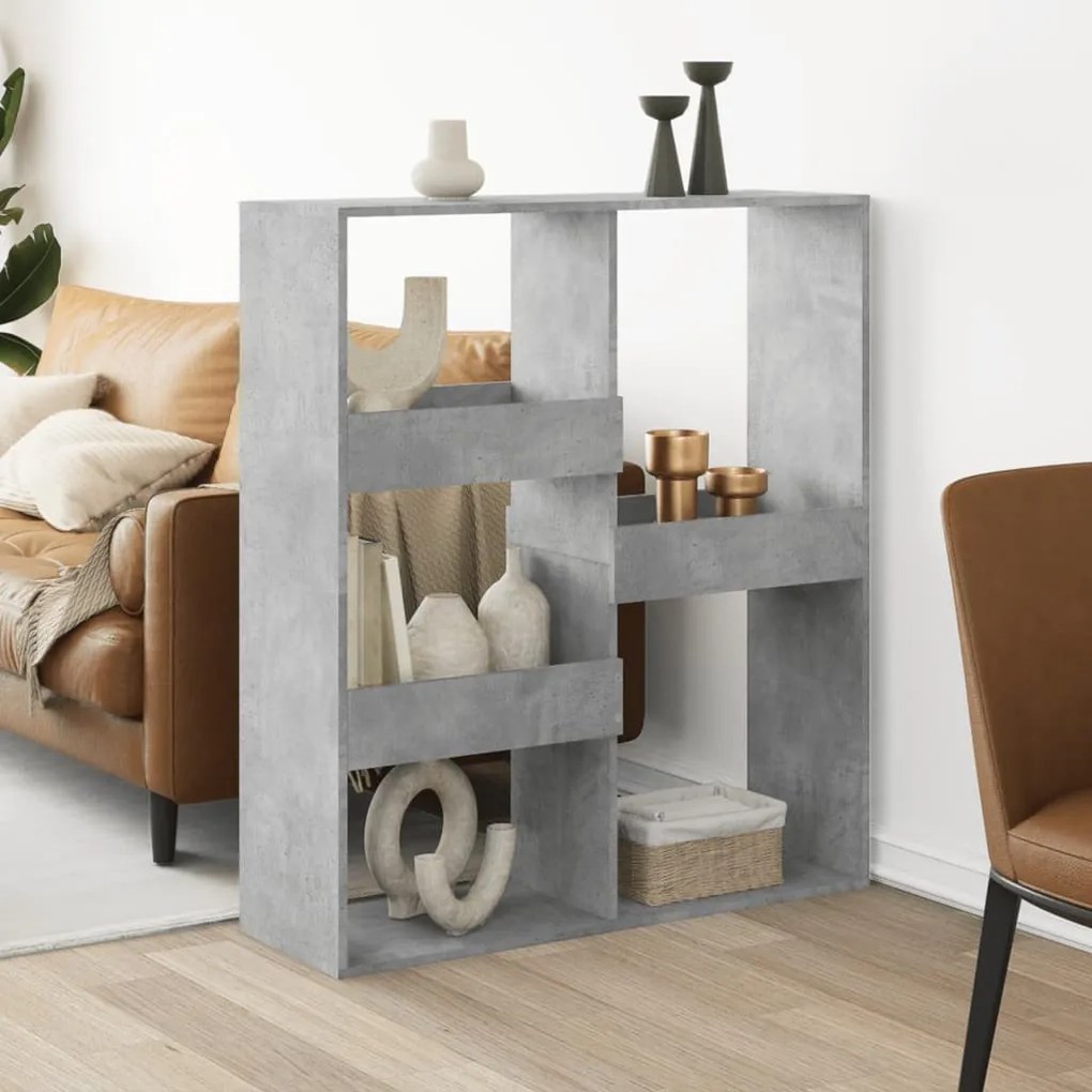 betonszürke szerelt fa térelválasztó 100 x 33 x 115 cm