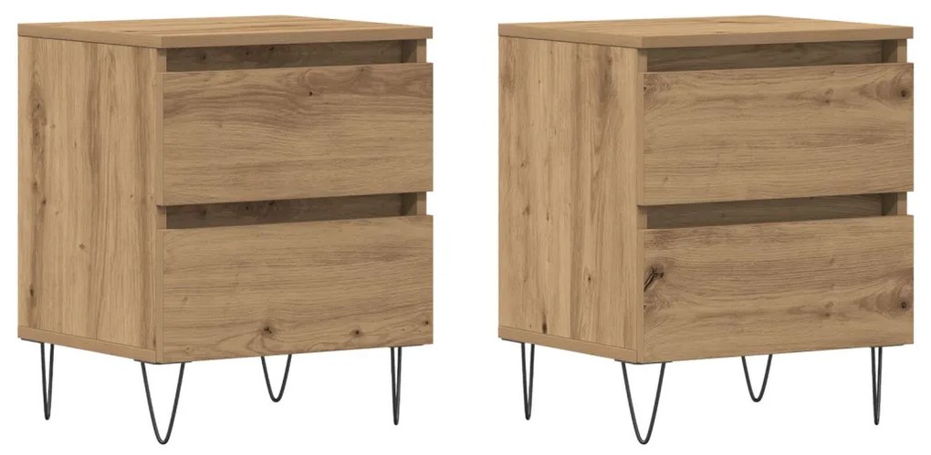 vidaXL Éjjeliszekrény 2 pcs kézműves tölgy 40 x 35 x 50 cm Faanyag