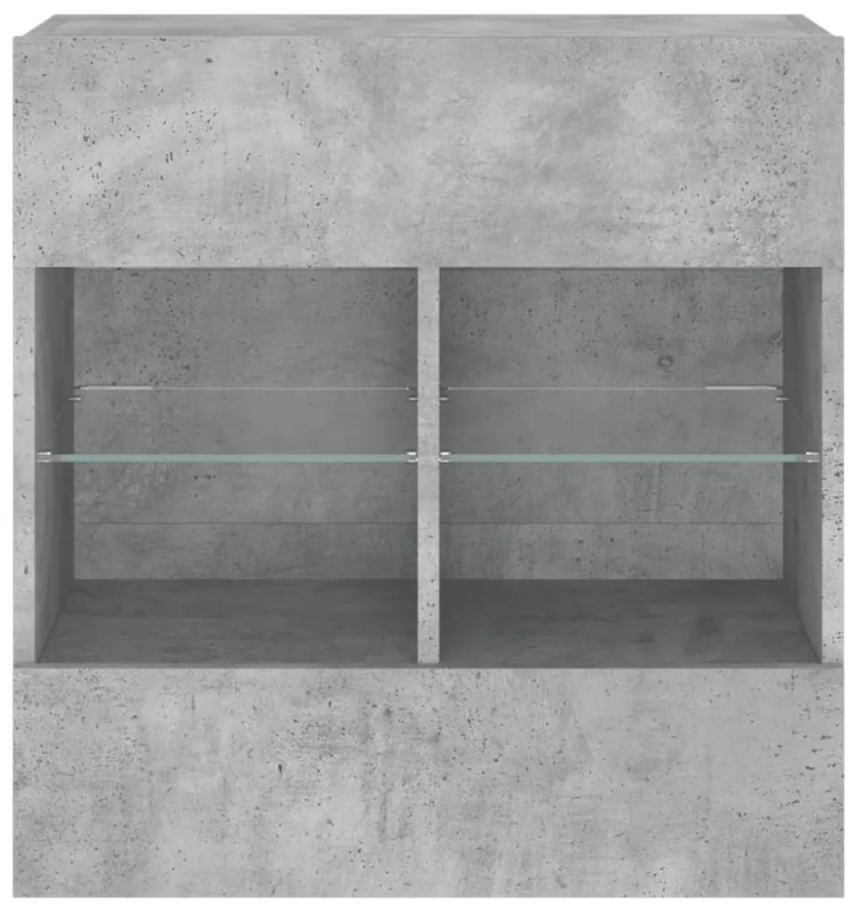 betonszürke falra szerelhető TV-szekrény LED-del 58,5x30x60,5cm