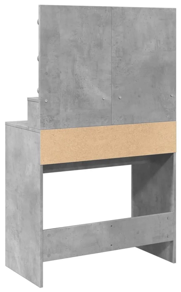 betonszürke fésülködőasztal LED-del 80 x 41 x 134,5 cm