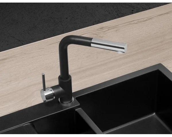 Concept BDG4527BC - Mosogató csaptelep kihúzható zuhanyfejjel 26,9 cm gránit/fekete