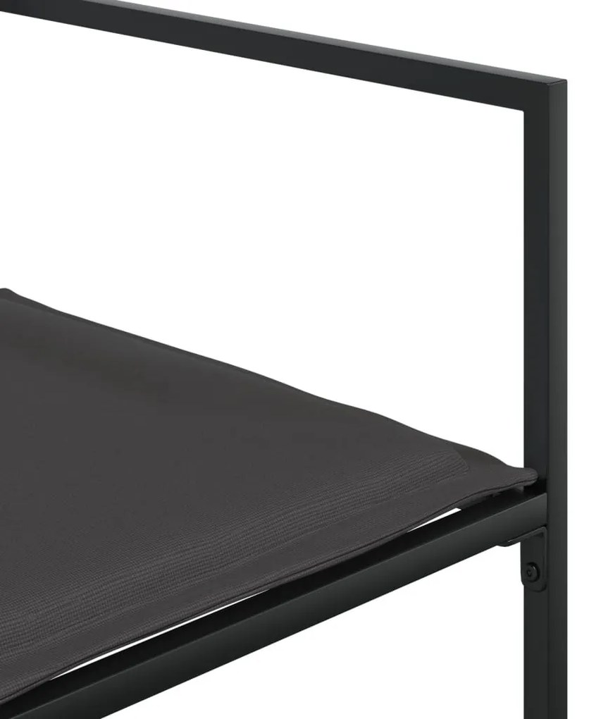 4 db fekete acél és textilén kerti szék párnákkal