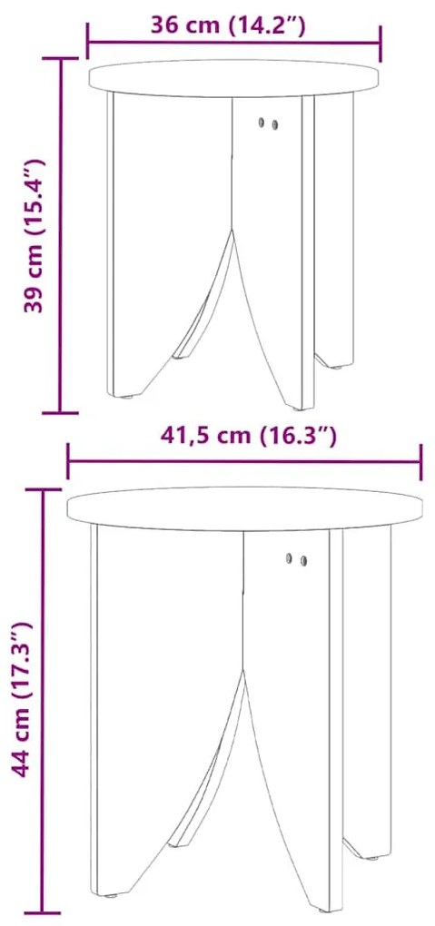 Dohányzóasztal 2 pcs Fehér 41.5 x 41.5 x 44 cm Tömör fenyőfa