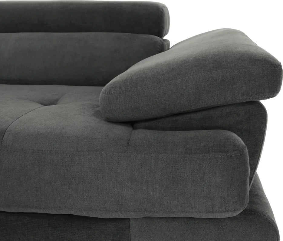 Ülőgarnitúra tárolóhellyel, szürke, szövet, balos, BUTON R