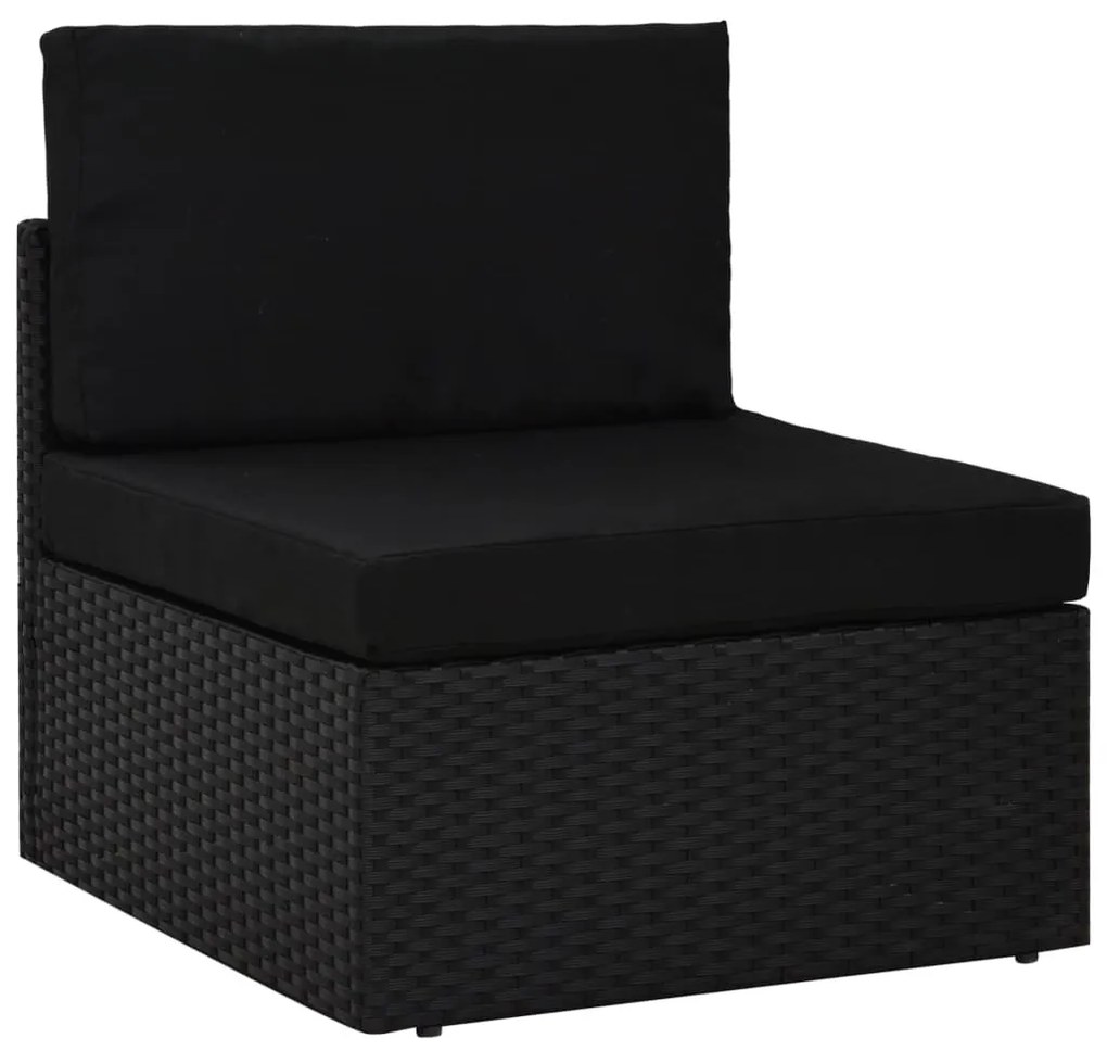 fekete polyrattan középső kanapéelem