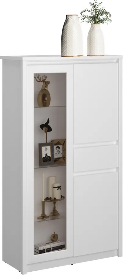 Alacsony vitrin 2D1W1S, fehér, ERODIN