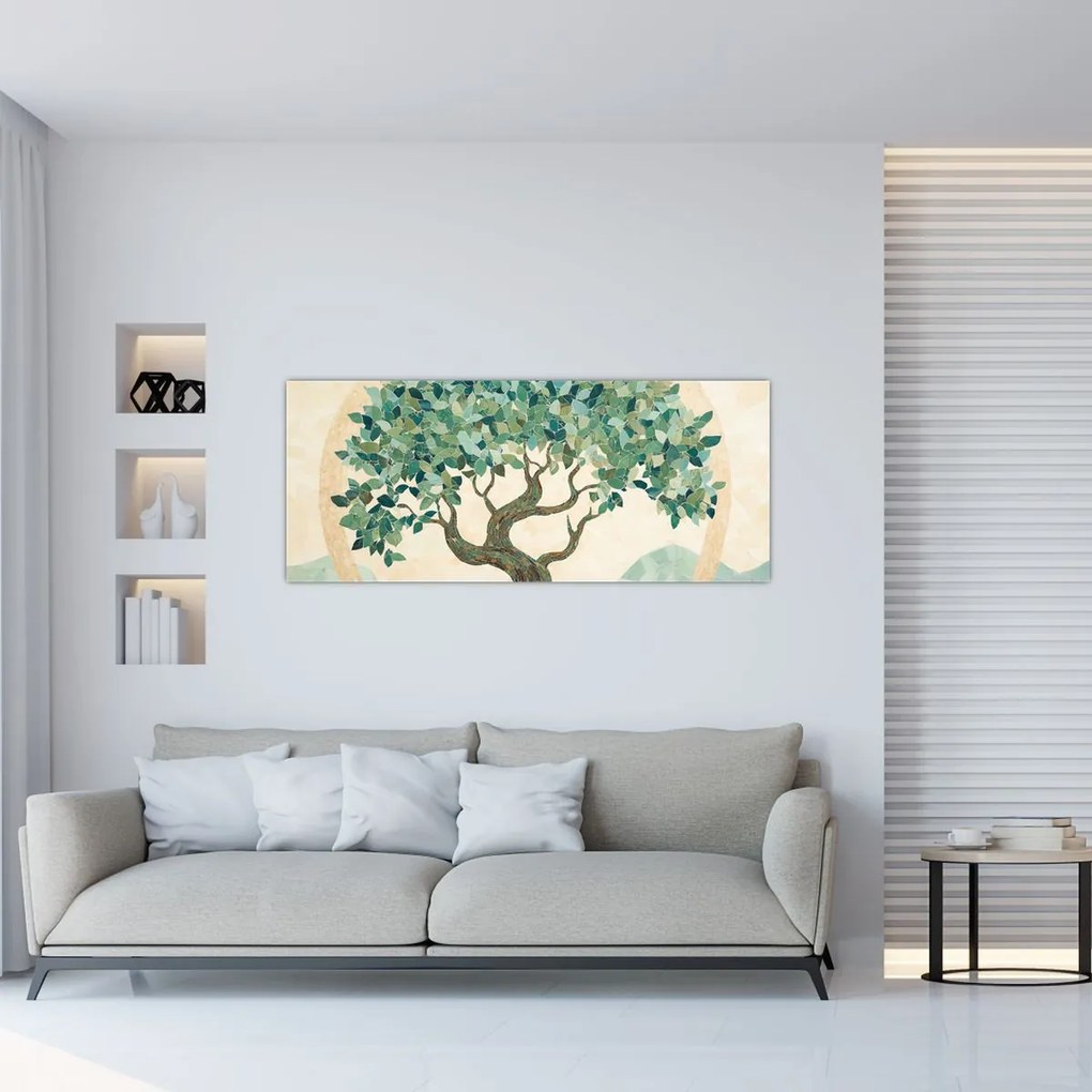 Kép – Elegáns mozaik fával (120x50 cm)