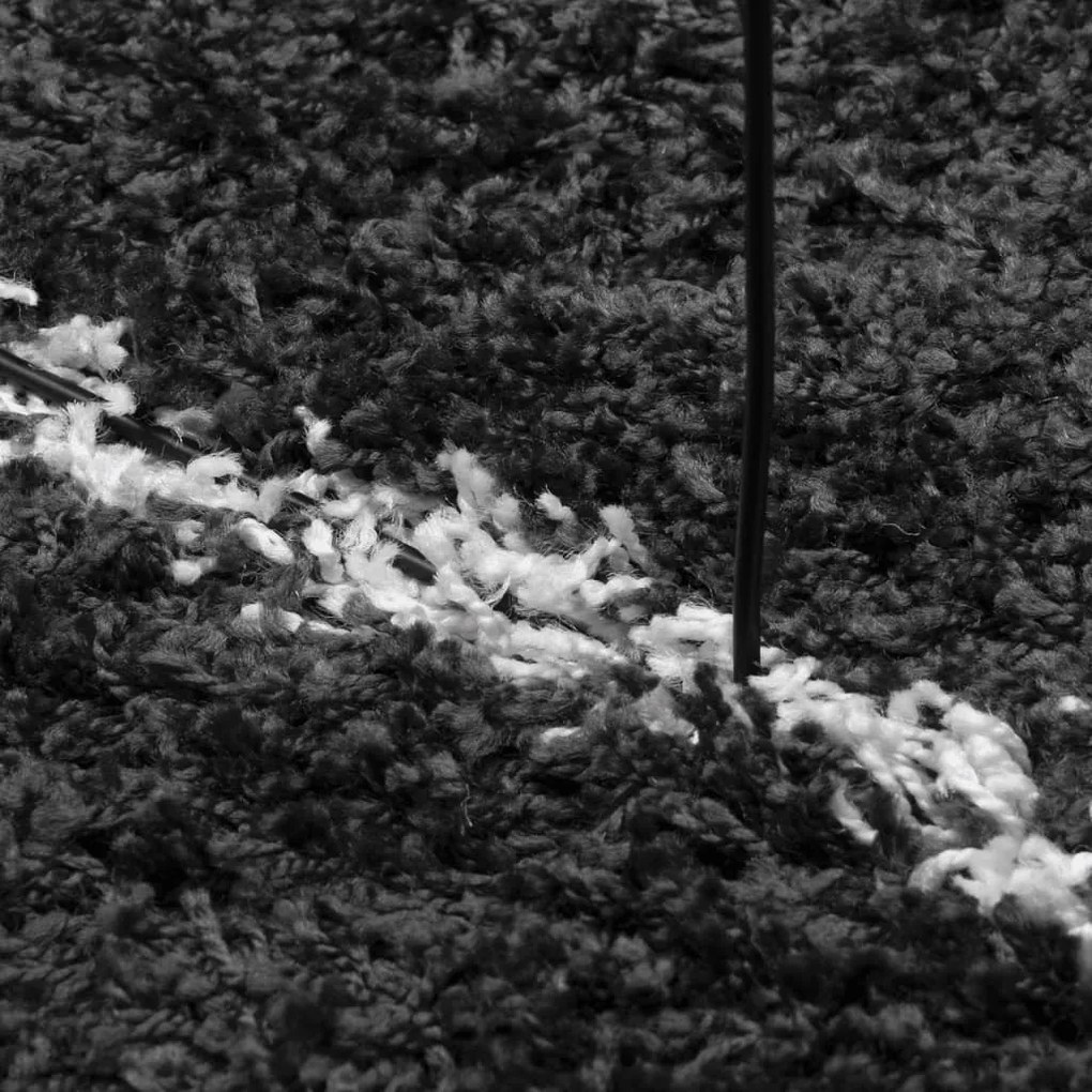 PAMPLONA fekete és krém bolyhos modern szőnyeg 240 x 240 cm