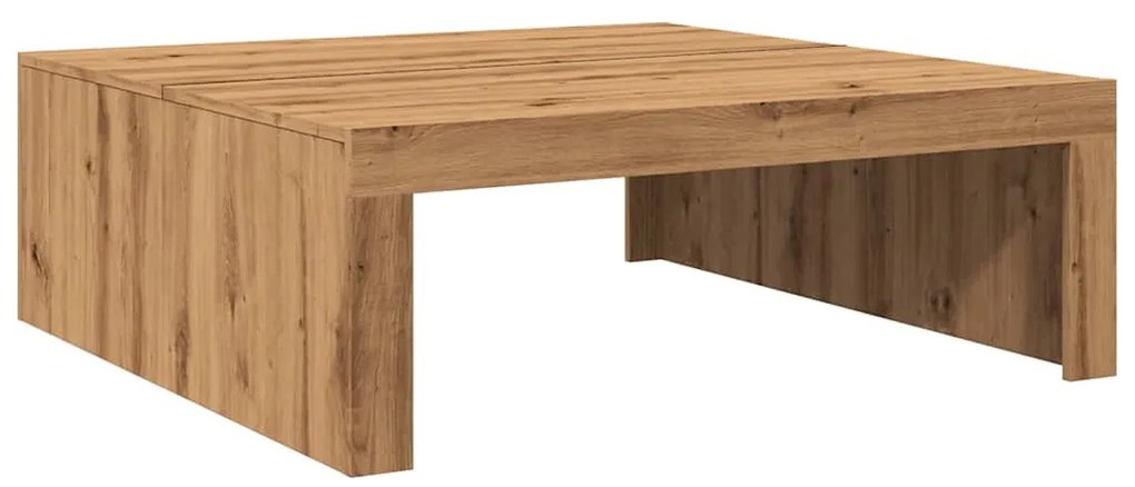 kézműves tölgy színű szerelt fa dohányzóasztal 100 x 100 x 35cm