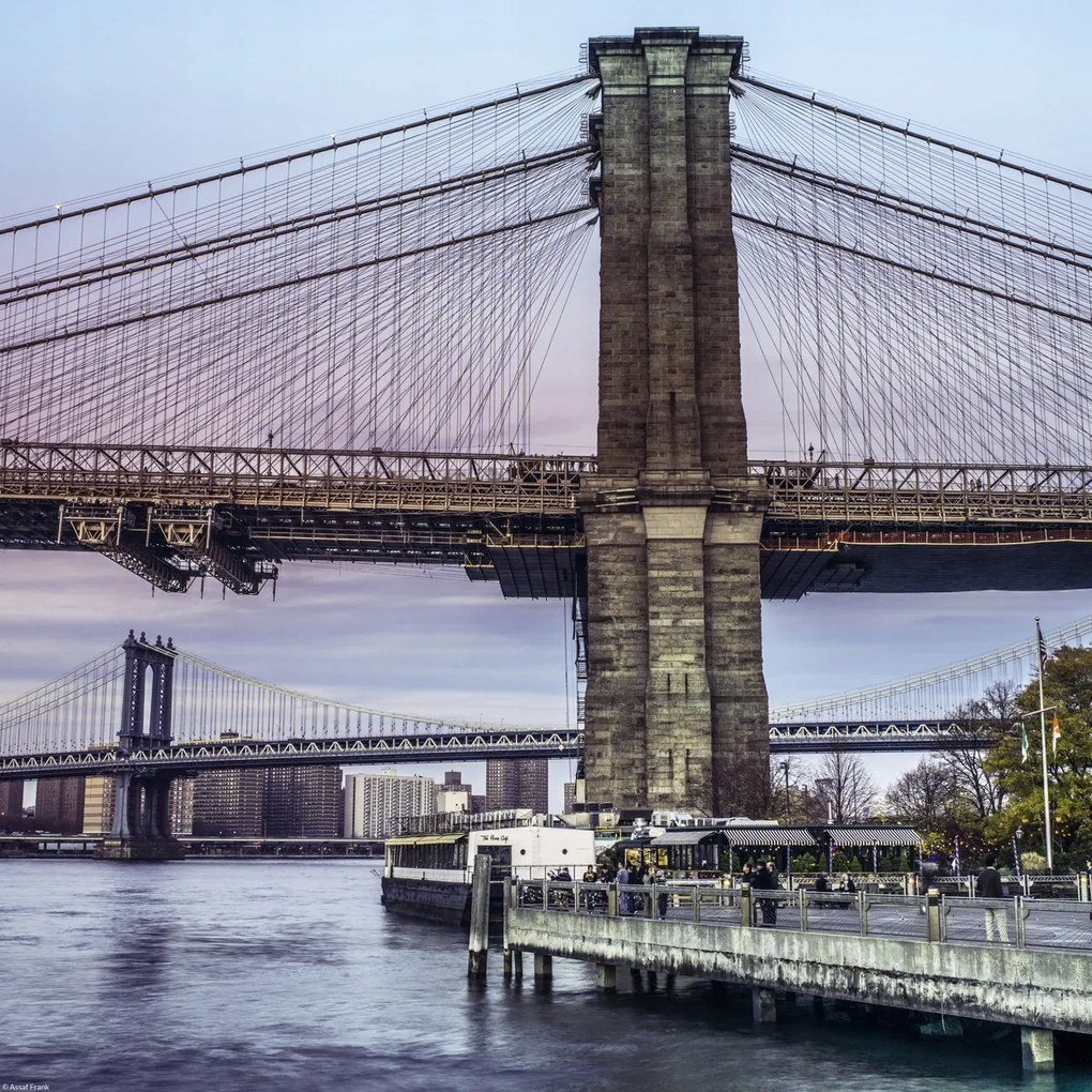Poszter 40x40cm Brooklyn és Manhattan hidak a Keleti folyónál New Jor