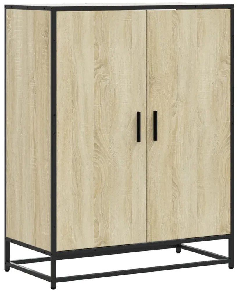 sonoma tölgy színű szerelt fa és fém cipőszekrény 75x38x97,5 cm