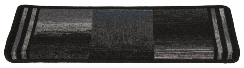15 db fekete-szürke öntapadó lépcsőszőnyeg 65x21x4 cm