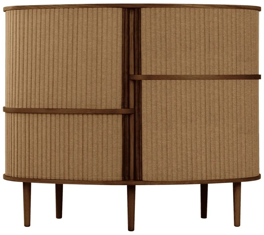 Barna-világosbarna szekrény tolóajtóval, tölgyfa dekorral 120x100x50 cm Audacious – UMAGE